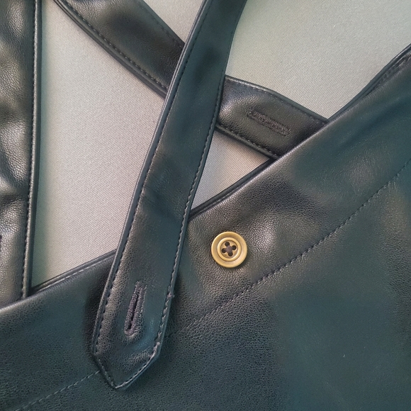 Anthropologie Black Faux Laether Pinafore Skirt - Picture 8 of 9